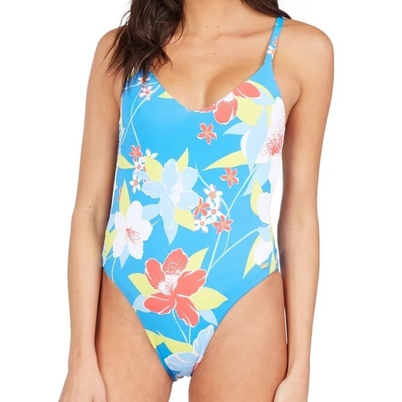 Roxy Other - ROXY Women's Blue Removable Cups Tie She Just Shines One Piece Swimsuit